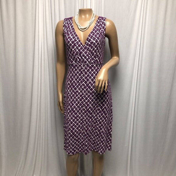 Merona Dress Womens Size Small Purple White V-Neck Back Lace Stretchy Sleeveless - Picture 1 of 9